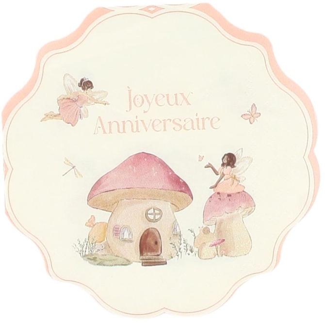 10 Serviettes Fairy World  Joyeux Anniversaire 