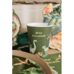 8 Gobelets Dinosaures Vert  Joyeux Anniversaire. n1