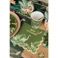 10 Serviettes Dinosaures Vert  Joyeux Anniversaire. n1