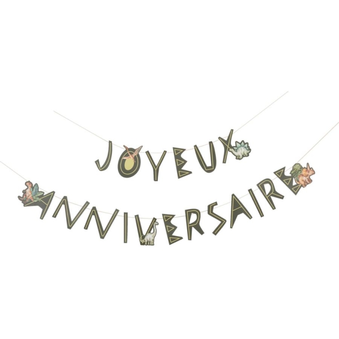 Guirlande Dinosaures Vert  Joyeux Anniversaire 