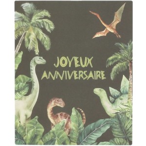 10 Pochettes Cadeaux Dinosaures Vert  Joyeux Anniversaire + Stickers