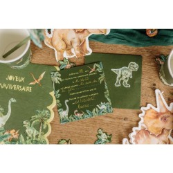 6 Invitations Dinosaures Vert. n1
