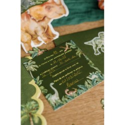 6 Invitations Dinosaures Vert. n2