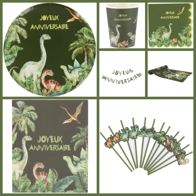 Grande Bo�te � F�te Dinosaures Vert 