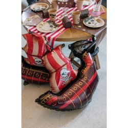 Ballon Aluminium Hlium Bateau Pirate Rouge et Noir - 70x85 cm. n1