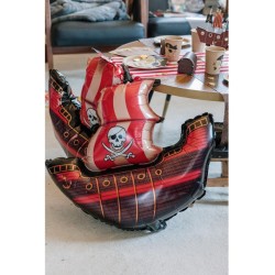 Ballon Aluminium Hlium Bateau Pirate Rouge et Noir - 70x85 cm. n2