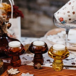 Bougeoir Double Champignon en Verre Moka - 7, 3 cm. n2