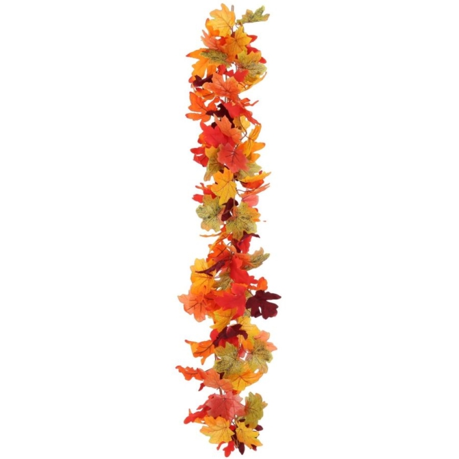 Guirlande Garnie Douceur d Automne Orange et Verte - 1, 20 m 