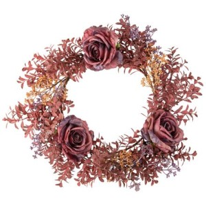 Couronne de 3 Roses et Feuillages Witchyland -  50 cm