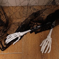 Nappe Araignes et Ttes de Mort en Dentelle Noire - 1, 82 m. n2