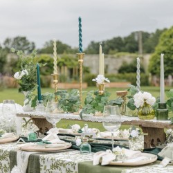 2 Bougies Flambeau en Cire  Vert-de-Gris. n4