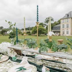 2 Bougies Flambeau en Cire  Vert-de-Gris. n5