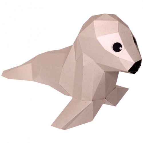 trophee petit phoque papier 3d deco origami annikids