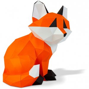 Trophe Petit Renard Assis - Papier 3D