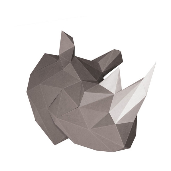 Trophe Rhinocros Gris - Papier 3D 