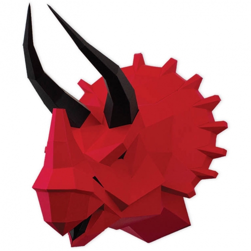 Trophée Tricératops Rouge - Papier 3D 