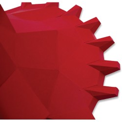 Trophée Tricératops Rouge - Papier 3D. n°2