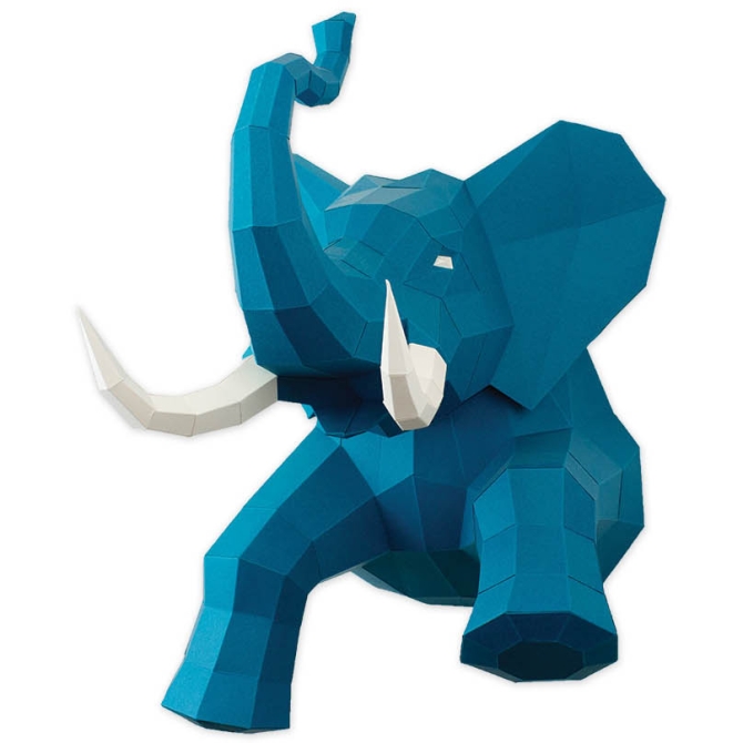 Trophe Elphant Bleu - Papier 3D 