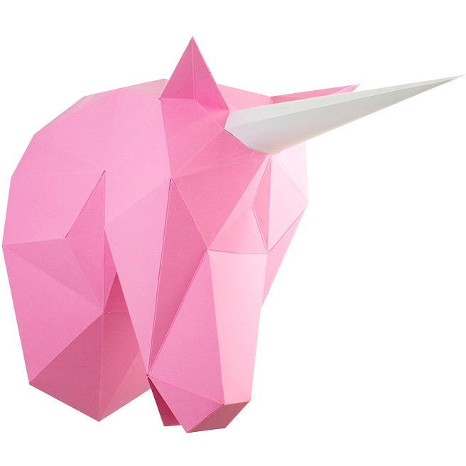 Trophée Licorne Rose - Papier 3D 