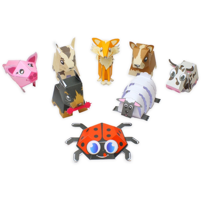 Kit 8 Papertoys Animaux 