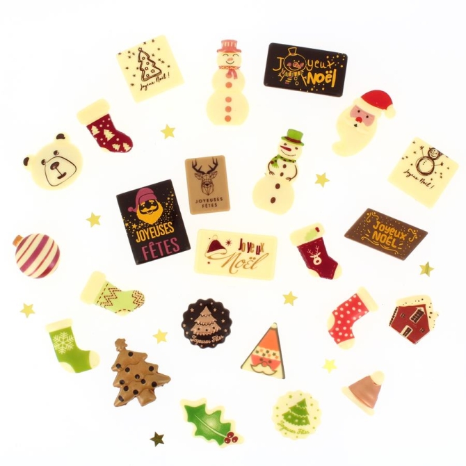24 Petits Cadeaux Chocolats (6 cm maxi) - Calendrier de l Avent 