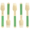 10 Fourchettes en Bois Rayures Vertes - Biodégradable images:#0