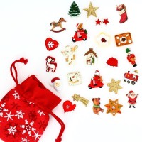 Set 24 Mini Cadeaux Dco (3.5 cm) + Sac coton - Calendrier de l'Avent en bois