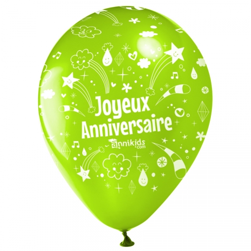 10 Ballons Joyeux Anniversaire Annikids Vert Lime Pour L Anniversaire De Votre Enfant Annikids