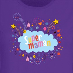 T-shirt Super Maman Nuage - Pourpre. n°1