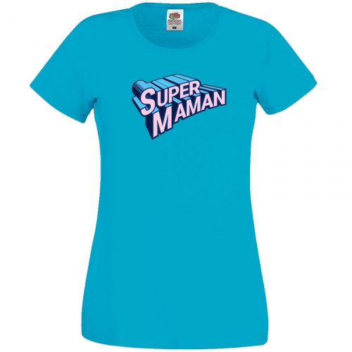 T-shirt Super Maman - Bleu azur 