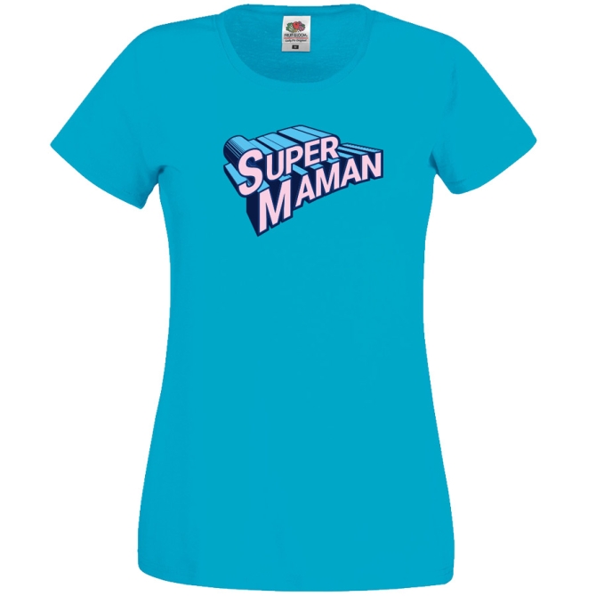 T-shirt Super Maman - Bleu azur 