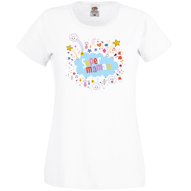 T-shirt Super Maman Nuage - Blanc 