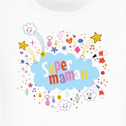 T-shirt Super Maman Nuage - Blanc. n1