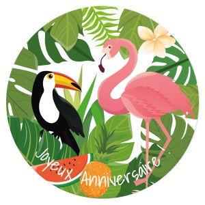 Disque gteau Tropical Paradise (19 cm)