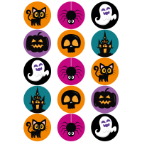 15 Mini disques Halloween - 50 mm