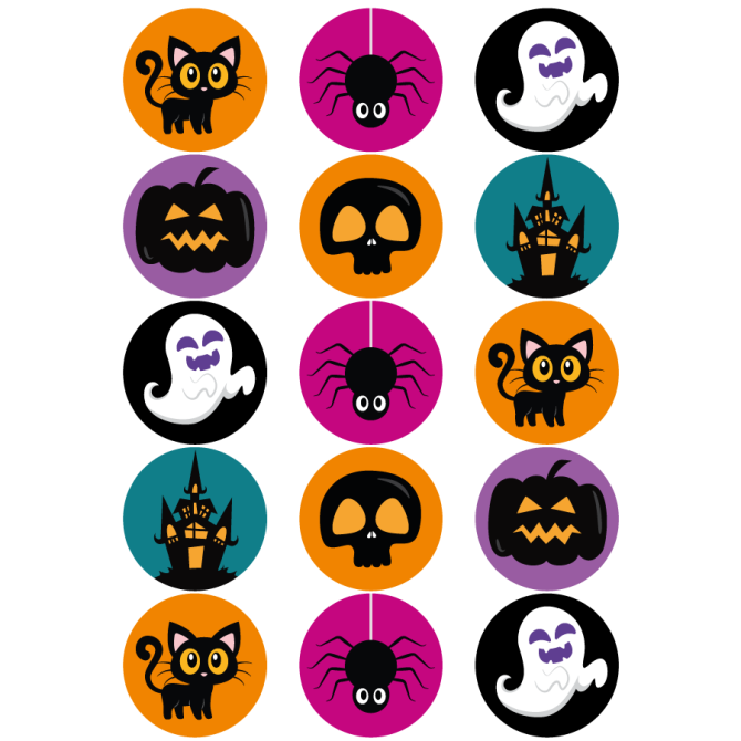 15 Mini disques Halloween - 50 mm 