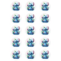 15 Mini disques comestibles Stitch - 50 mm