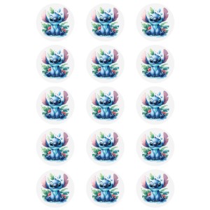 15 Mini disques comestibles Stitch - 50 mm