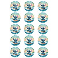 15 Mini disques comestibles Stitch Hawa - 50 mm