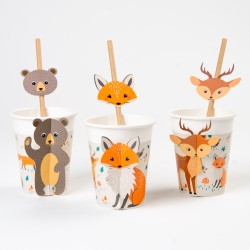 6 Pailles en papier Animaux de la Fort - Recyclable. n1