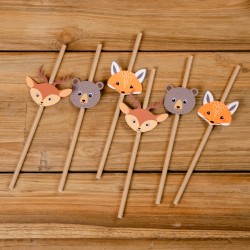 6 Pailles en papier Animaux de la Fort - Recyclable. n2