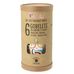 6 Gobelets Rainbow Dots - Compostable. n2