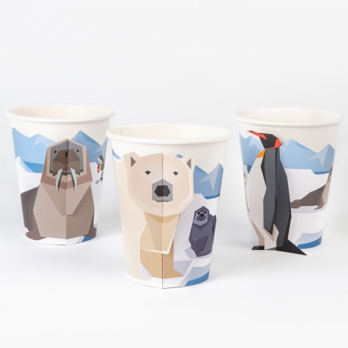 6 Gobelets Animaux Polaires - Recyclable 