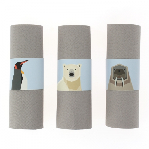6 Ronds de serviettes Animaux Polaires - Recyclable 