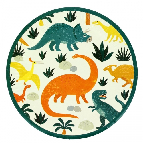 6 Assiettes Dinosaures - Recyclable 