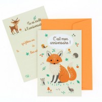 6 Invitations Animaux de la Fort - Recyclable