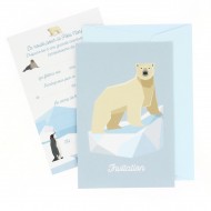 6 Invitations Animaux polaires - Recyclable