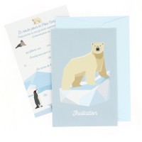 6 Invitations Animaux polaires - Recyclable