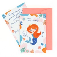 6 Invitations Sirne Corail - Recyclable