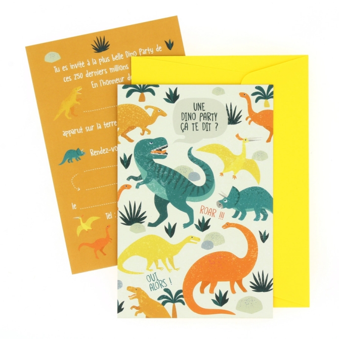 6 Invitations Dinosaures - Recyclables 